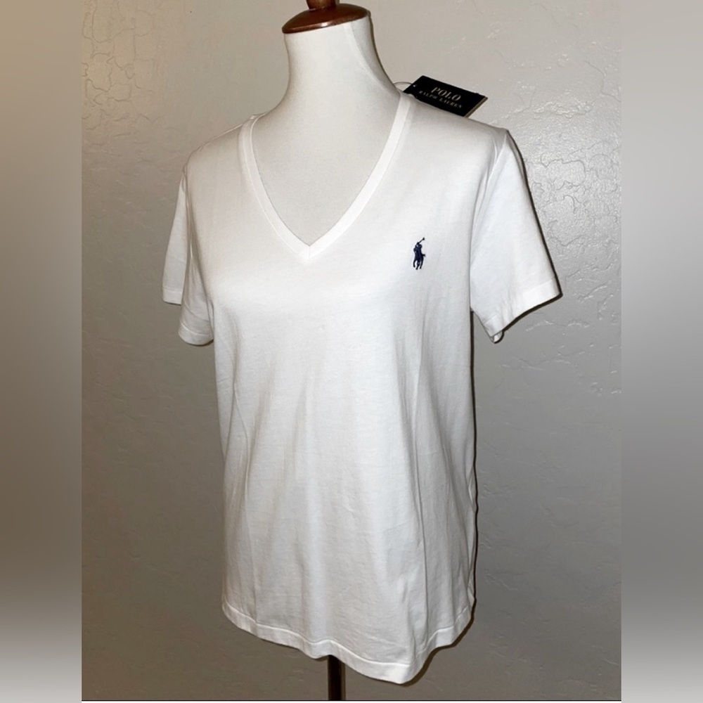 ⭐️Sold⭐️New! Polo Ralph Lauren Cotton V Neck Pony Logo T Shirt Classic White XL - Picture 3 of 13